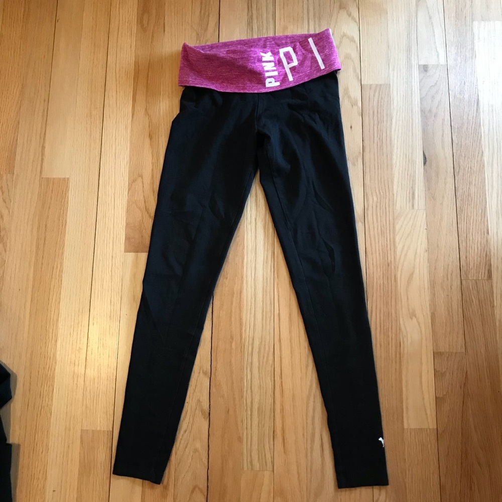 PINK Victoria’s Secret Fold Over Black Yoga Pants